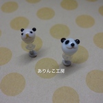 親子パンダのガラスピアス
