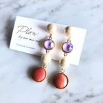 七宝焼 パールスワロ♡ 4連ピアス　～pink×purple～