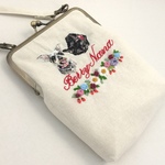 leo5500様オーダー品☆犬と猫の手刺繍のiPhoneポーチ