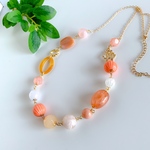 ロングネックレス✧*オレンジ×サーモンピンク