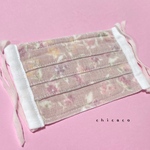 ノーズワイヤー入り♡ガーゼプリーツマスク flower pinkbeige