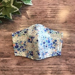 【マスクをつけて頑張ろう！】花柄立体ガーゼマスク💐ブルー　大人用