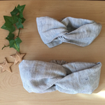 親子で強気☆先染めリネンのお揃いクロスヘアバンドセット