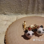 親子パンダのガラスピアス