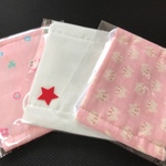 キッズ用ダブルガーゼマスク3枚セット(ピンク🐼+白+ピンクネコ)
