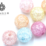 【bz-29】一連 14ｍｍ カラフルクラックビーズ★約28個★ クラック ガラス カラフル ビーズ アクセサリー パーツ