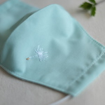 夏 向け 立体マスク 刺繍（ タンポポ 綿毛 ）　大人 女性 向け ペパーミント ブルー ( 水色 )　ポケット オプション有