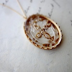 Necklace■ Vintage Glass 鈴蘭 ■ Intaglio Clear with 14KGF