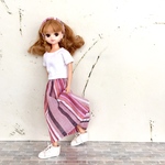 《再販2》リカちゃん 服 3点セット スカート Tシャツ ヘアバンド