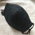 ポケット付きブラックリネンマスク　送料無料