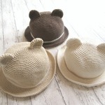 【ｃ様ご予約品】コットンのくま耳ハット　Ｍ