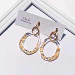 楕円の押し花ピアス＊オレンジ