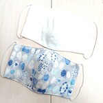 ▼立体ガーゼマスク２点SET／６重type▼  北欧ちょうちょ(スモーキーグレー)➕basic ホワイト