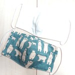 ▼立体ガーゼマスク２点SET／６重type▼  白くま(スモークグリーン)➕basic ホワイト