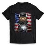 半袖Tシャツ 【ペルシャ猫 ねこ バイク 星条旗 アメリカ】 by FOX REPUBLIC