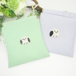 シマエナガ刺繍のバネポーチ/ブルー
