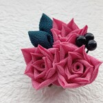 ≪つまみ細工≫角バラの2wayクリップ