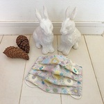 数日で発送可能／ピンクのお花と鳥 柄／国産 コットン・ふわっとダブルガーゼ×二重の プリーツマスク