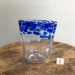 吹きガラス　青色　タンブラー　泡入り　1