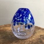 吹きガラス　青色　花びん　泡入り　1