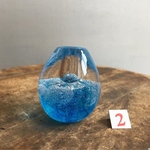 スカイブルー　卵型花びん　泡入り　２