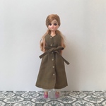 リカちゃんサイズ服＊リネンジレワンピース（モカ）