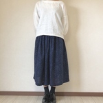 KOKKA 小鳥たち の ふんわり ネイビー ギャザースカート
