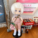 オビツ11サイズ ☆新色☆レッド ピンストライプ オーバーオール&Tシャツ セット