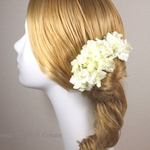 再再販：白い八重の紫陽花のUピン(L:3本セット)