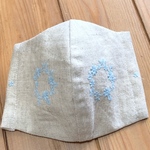 リネン　刺繍生地　立体インナーマスク　ブルー