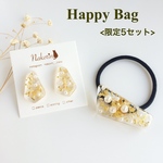 5/17販売終了 Happy Bag パール×ゴールドクリアヘアゴム&耳飾りセット<限定5セット>