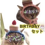 再販】誕生日セット.バースデー.ケーキ.4月.ニット帽.猫.被り物.コスプレ.毛糸.ハンドメイド