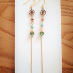 【限定１】花のチェコビーズのためのロングピアス/イヤリング