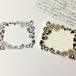 ト音記号と草花のメモ枠はんこ