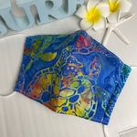 完成品マスク　ホヌレインボー手染め生地使用　洗える立体マスク完成品　大人マスク　マスクゴムプレゼント　ミウミントアロハ　オリジナル手染め生地　守神ホヌ（亀）デザイン