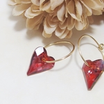 *K14GF***P99*　スワロフスキー（レッドマグマ色）☆ハートピアス