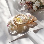 ラタン×レジン ボタニカルバレッタ② イエロー