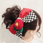 【No.3088】七五三 大正ロマン 椿 ツバキ つまみ細工 髪飾り 成人式