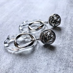 silver×clear chain 大ぶりピアス・イヤリング