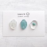 3つのkakeraイヤリング/ピアス（ミント）