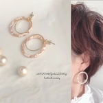 ☆春color☆ヌーディベージュのフープピアス／イヤリング／大ぶり／アクリル/大ぶり