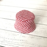 クロッシュ帽　赤チェック
