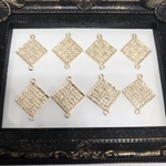 送料無料／ゴールド透かし菱形2カンパーツ 24✖️30mm 8pcs  G1015番