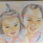 水彩画・2名様似顔絵ポストカード ハガキサイズ リアル（入園祝い、入学祝い、卒園祝い、卒業祝い、お誕生日、出産祝いなどに）