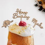 木のケーキトッパー＊恐竜＊3点set＊happybirthday