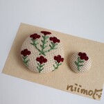 No.2　ワインレッド小花　親子おそろいヘアゴムorブローチ