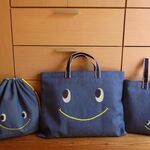 ha様オーダーのお品　水色スマイルレッスンバッグ・上履き入れ・巾着セット　男の子　