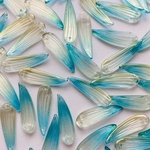 15個　セルリアンブルー＆ゴールド　チェコガラスビーズ  花びら 花弁 