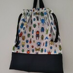 【送料込  在庫限り】✰*30×35✰* 🐛昆虫🐜きんちゃく袋(内布、持ち手付き)