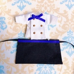 ☕️ブルー💙カフェ店員さん衣装2点セット（Tシャツ、エプロン）オビツ11 ねんどろいどどーる